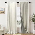 Cream Linen Black Out Curtains 70 Inches Extra Wide by Pitalk