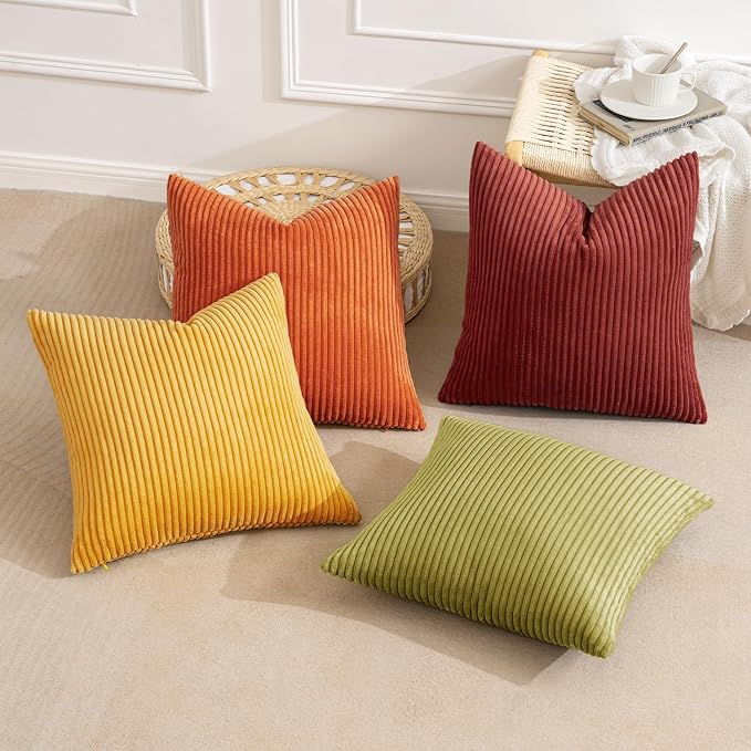 MIULEE Fall Decorative Throw Pillow Covers Yellow Orange Rust 18x18 | Set of 4 - Image 9