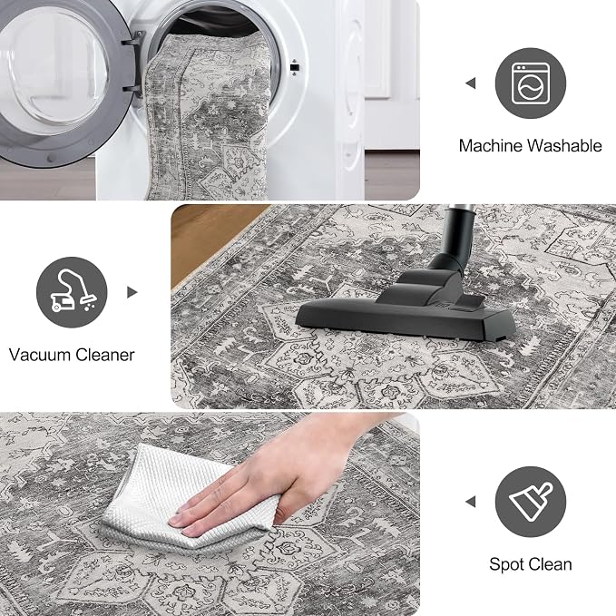Yamaziot Washable Runner Rug, 2x10 Non-Slip Boho Hallway Kitchen Rug | Stain - Image 6