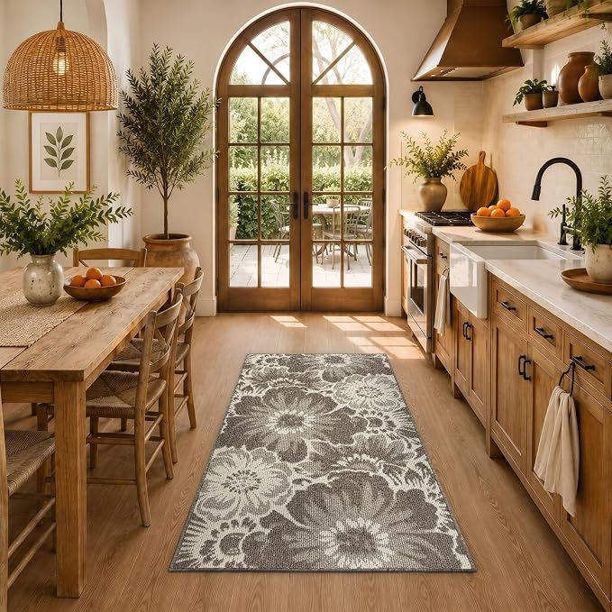 Findosom Washable Area Rug 3x5, Non Slip High-Low Textured Floral Rugs - Image 6