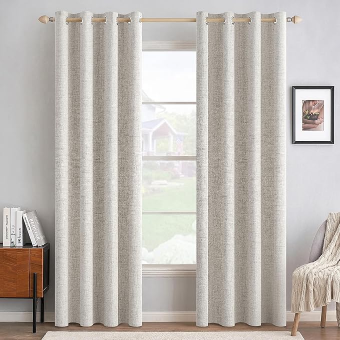 MIULEE 100% Blackout Linen Curtains by MIULEE