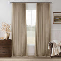 Light Brown Blackout Pinch Pleat Linen Curtains 105 Inches Long by Twodrapes