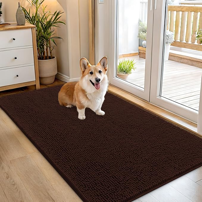 OLANLY Dog Door Mat for Muddy Paws 54x32, Super Absorbent Chenille Mud Mat | by OLANLY