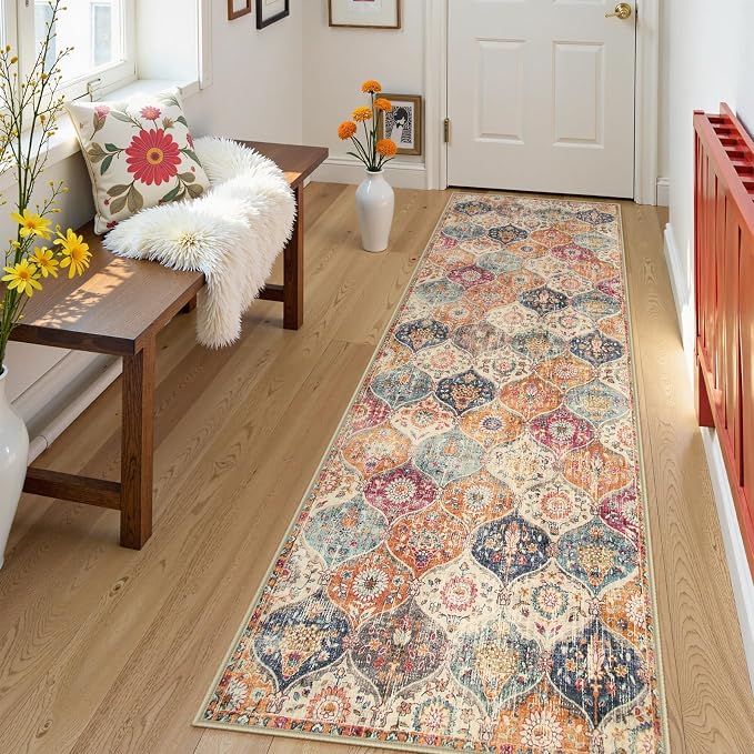 Lahome Moroccan Hallway Runner Rug, Oriental Laundry Room Rug Non-Slip Carpet by Lahome