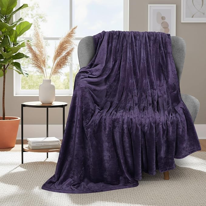 Utopia Bedding Ultra Soft Fleece Bed Blanket Throw Size Purple | Microfiber - Image 2