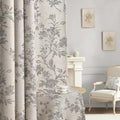Grey Boho Floral 100% Blackout Curtains 84 Inch 2 Panels | Farmhouse Vintage by Unknown
