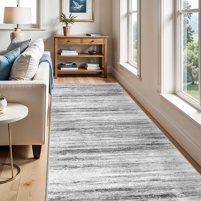 4x9 Wide Washable Runner Rug: Easy-to-Clean Runners Grey | Stain & Water - Image 6