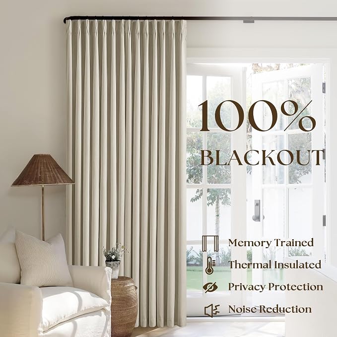Burlywood Birch 100% Blackout Pinch Pleated Linen Curtains 94 Inches Long | - Image 6