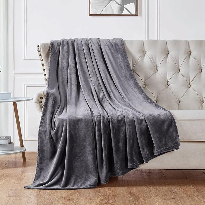Walensee Fleece Blanket Plush Throw Fuzzy Lightweight (California King Size 108x102Dark Grey) Super Soft Microfiber Cal King Size Flannel Blankets for Couch, Bed, Sofa Warm and Cozy for All Seasons