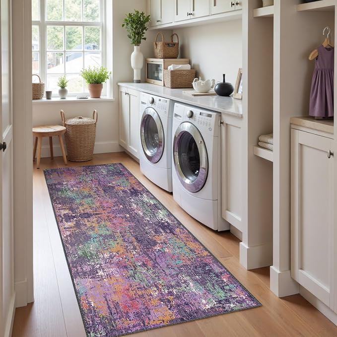 RELEANY Washable Runner 2'x8' Abstract Area Rug - Image 4