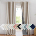 NICETOWN Rod Pocket Full Blackout Natural Linen Curtains 108" Length by NICETOWN