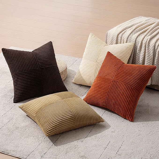 MIULEE Brown Beige Throw Pillow Covers 18x18 Inch Set of 4 Boho Farmhouse - Image 7