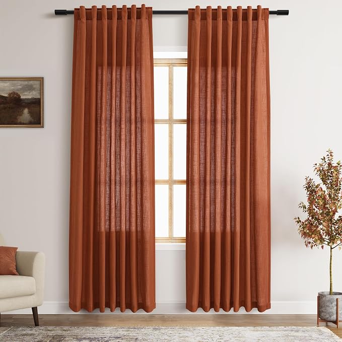 Terracotta Curtains 80 Inches Length by Nanspring