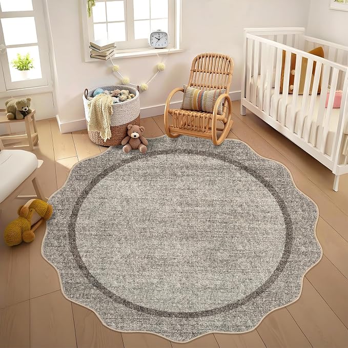 GarveeHome Scalloped Washable Small Round Rug 3 ft Non-Slip - Image 3