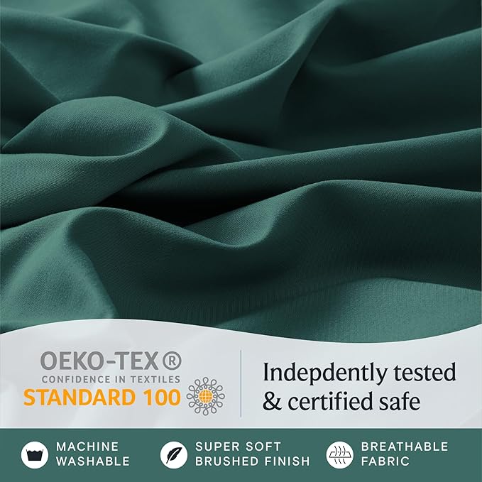 LuxClub 4 PC California King Sheet Set, Breathable Luxury Bed Sheets, Deep Pockets Wrinkle Free Cooling Sheets Machine Washable Hotel Bedding Silky Soft - Emerald Cal King