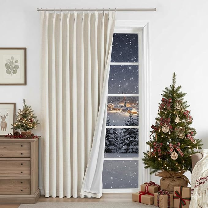 Vision Home Natural Pinch Pleated Full Blackout Curtains Linen Blended Room - Image 9