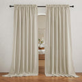 RYB HOME Sheer Curtains Linen Textured Semi Sheer Draperies Light Glare Filtering Privacy Sheer Backdrop for Bedroom Living Room Patio Door Window Decor, Beige, W 70 x L 95 inch, 2 Pcs