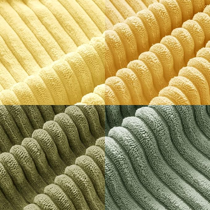 MIULEE Soft Corduroy Decorative Throw Pillow Covers Yellow Green 20x20 | Set of - Image 5