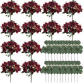 Peony Artificial Flowers, Faux Peonies Hydrangea Eucalyptus Bouquet 12 Packs Silk Vintage Realistic Peony Floral Arrangement for Vase Wedding Centerpiece Table Home Party Decor-Burgundy
