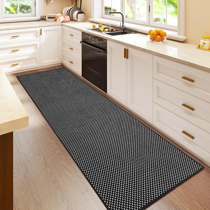 Kitchen Runner Rug Mat Non Slip Hallway Runner Washable Black 2x6 ft | Boho by YDKGL