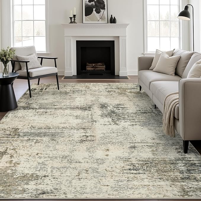 5x8 Area Rug Living Room: Modern Washable Soft Carpet Ash Brown | by FXRHLP