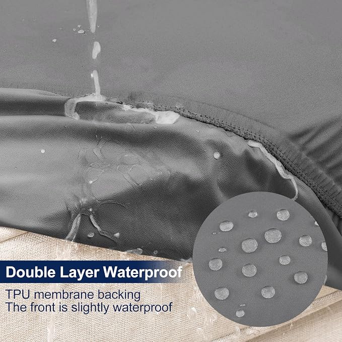 Smiry Waterproof Patio Cushion Covers, Stretch Outdoor Furniture Covers | Couch - Image 2