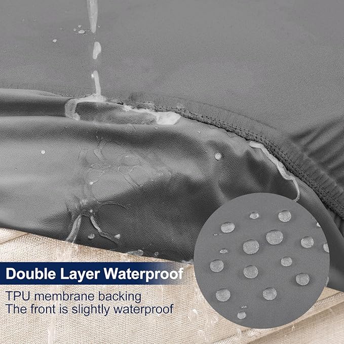 Smiry Waterproof Patio Cushion Covers, Stretch Outdoor Furniture Covers | Couch - Image 2