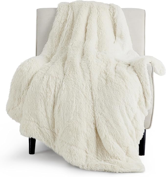 Bedsure GentleSoft Fluffy Cream Throw Blanket Decorative Blankets by Unknown