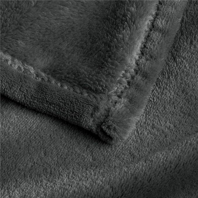 BEDELITE Fleece Blanket Soft Oversized Bed Blanket Charcoal Grey 120"x120" | - Image 5