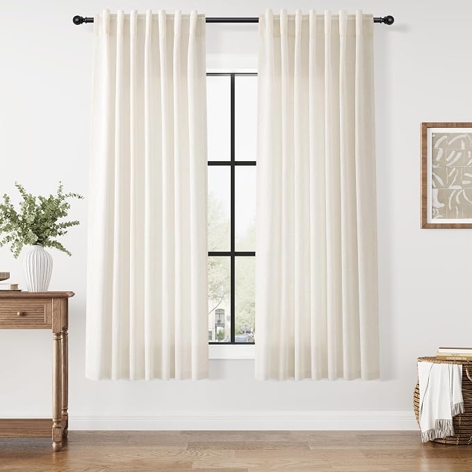 Modern Linen Curtains 63 Inch Length by Nanspring