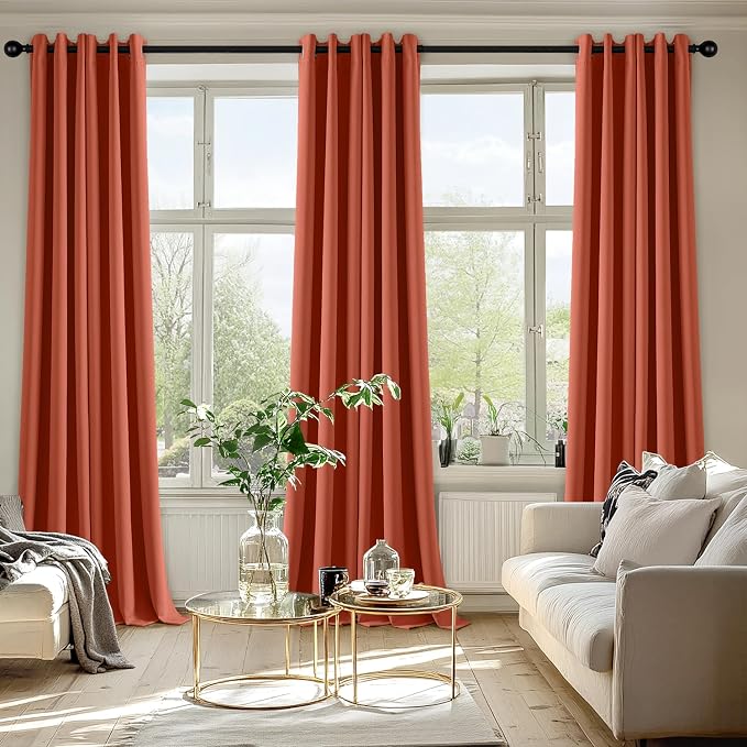 MIULEE Fall Blackout Curtains for Bedroom 2 Panel 40"x96" Long Burnt Orange | - Image 6