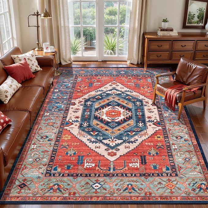 SERISSA 5x8 Washable Non Slip Boho Area Rug by SERISSAHomeDecorCollection