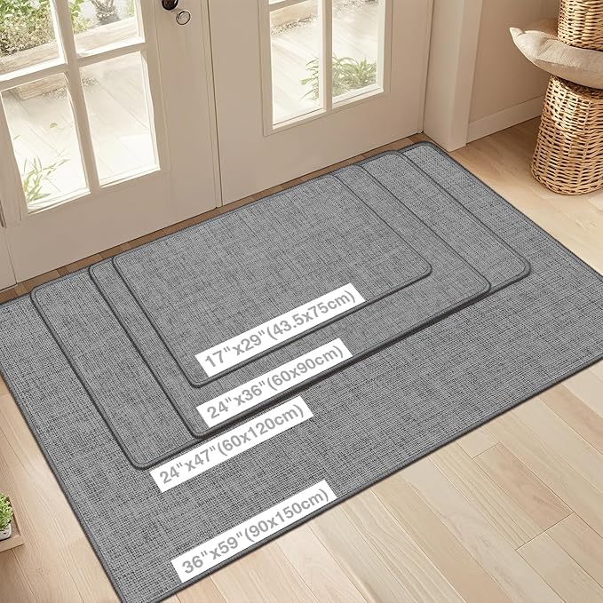 Ultra Thin Indoor Door Mat 24"x47", Non Slip Doormats, Rubber Backing, - Image 2