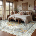 RELEANY Washable Area Rug, Water Repellent, Pet Friendly, Vintage Floral Boho by RELEANY