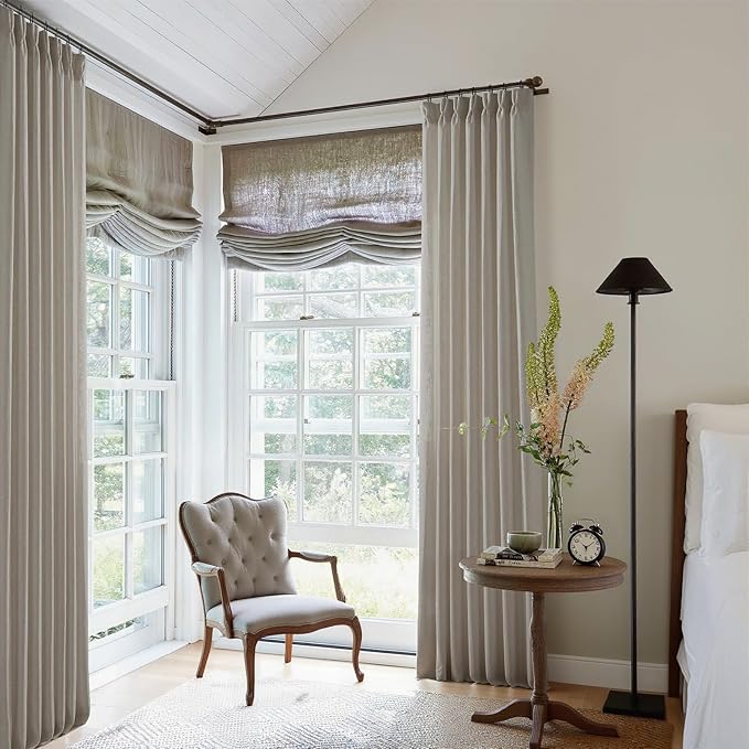 Burlywood Birch Linen Pinch Pleated Curtains 132 Inches Long | Thick Flax - Image 9