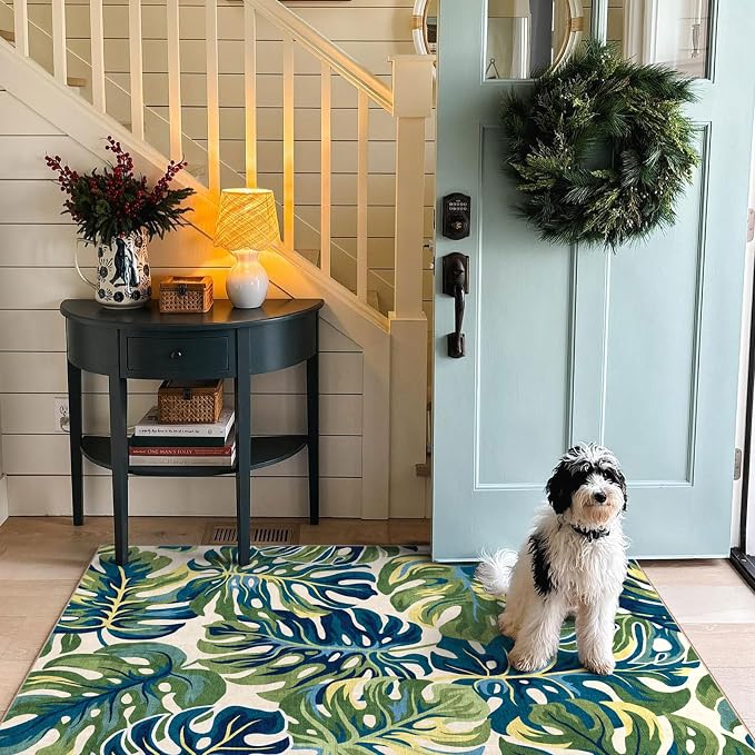 3x5 Monstera Entry Rug Washable Indoor Outdoor Mats - Image 8