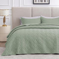 Love's cabin California King Size Quilt Bedding Set Sage Bedspread - Cal King Summer Lightweight Bedspread Comforter - Wave Pattern Coverlet for All Season - 3 Pieces (1 Quilt, 2 Pillow Shams)