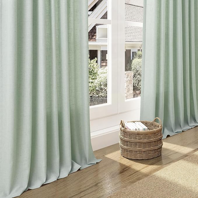 Aqua Green Linen Curtains 108 Inches Long - Image 6