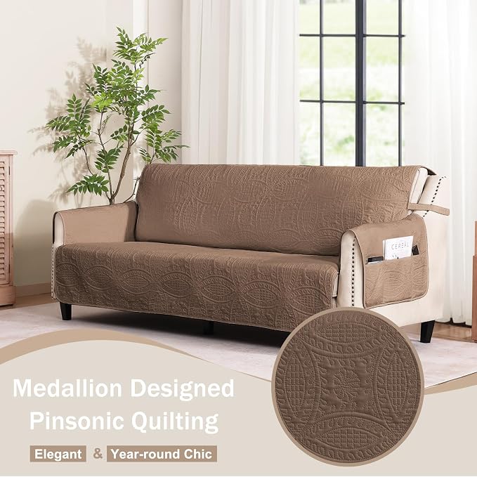 Quilted Grand Sofa Covers for 4 Cushion Couch, Couch Cover for Grand Sofa - Image 2