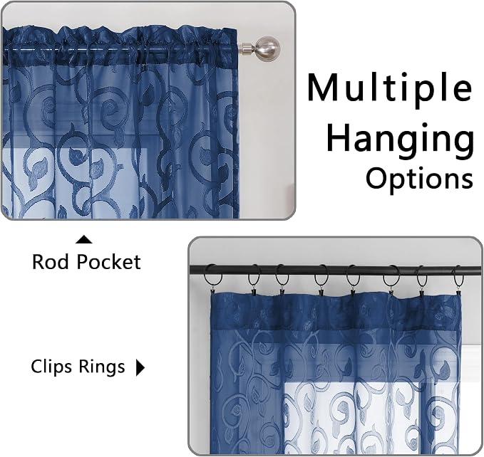 Furman Sheer Curtains 72 inches Long 2 Panels Set, Light Filtering Top Rod - Image 4