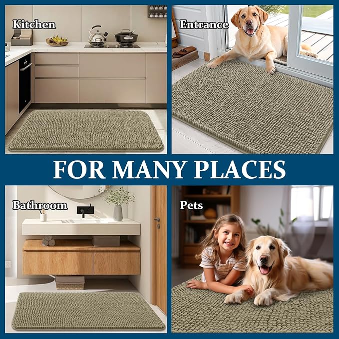 OLANLY Dog Door Mat for Muddy Paws 59x24, Super Absorbent Chenille Mud Mat | - Image 8