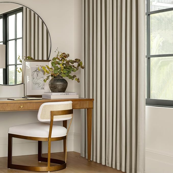 Burlywood Birch 100% Black Out Pinch Pleat Linen Curtains 100 Inches Long | - Image 6