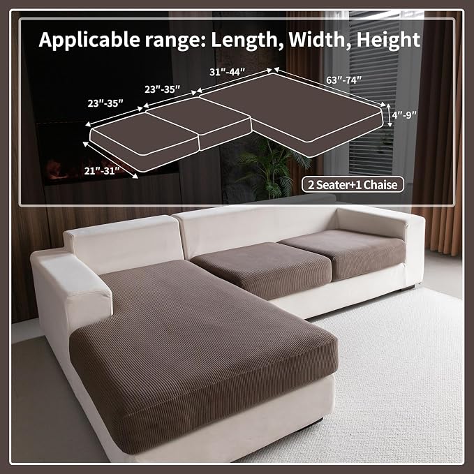 OHSIO Sectional Couch Covers, Wear Resistant Stretch Sofa Covers Washable Soft - Image 2