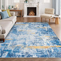 Rugflix 5x7 Area Rugs for Living Room, Washable Sky Blue Gold Large Rug | by RugflixAreaRugs