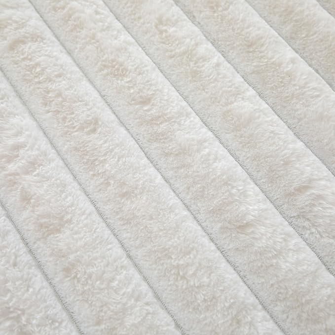 White Rabbit Striped Plush Rug 2'x3', Fluffy Shaggy Area Rug - Image 6
