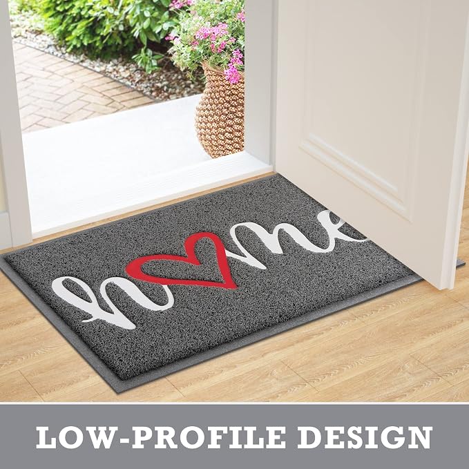 Grey Door Mat Welcome Mats Outdoor Indoor Doormat - Image 5