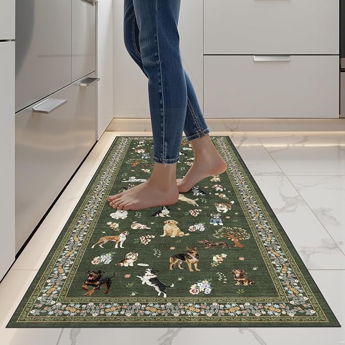 Dog Rug for Entryway, 2x3 Washable Kitchen Mat | Ultra-Thin; Boho Style; Low - Image 2