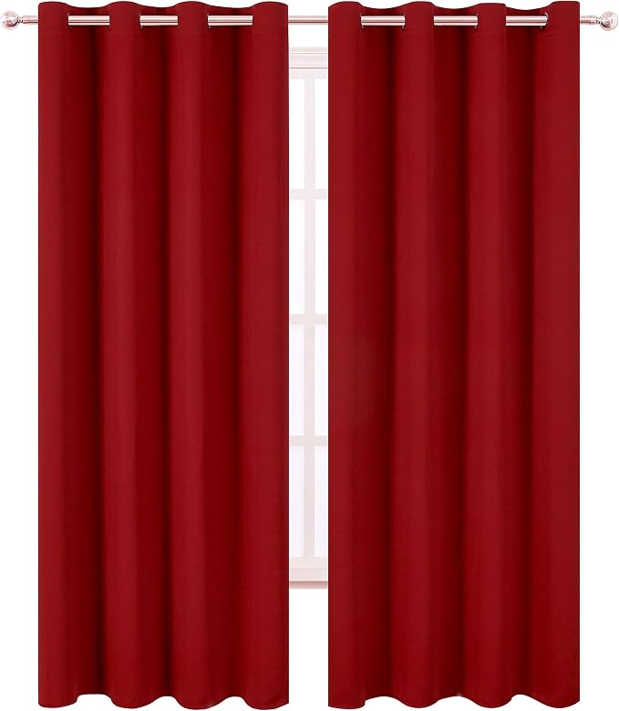 Blackout Curtains 66 x 84 inch/Red Curtains Set of 2 Panels/Thermal Insulated - Image 2