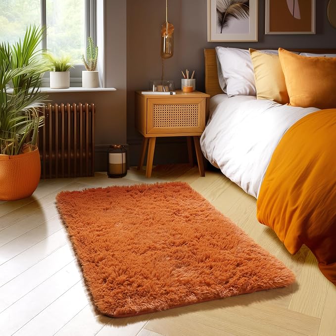 Amdrebio Burnt Orange Small Mini Area Rug 2x3 - Image 3