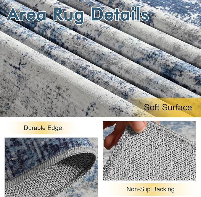5x7 Ft Area Rugs for Living Room, Soft Non-Slip Washable Rugs Modern Abstract - Image 6